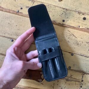 ITALY BLACK LEATHER POCKET PEN HOLDER HOLSTER